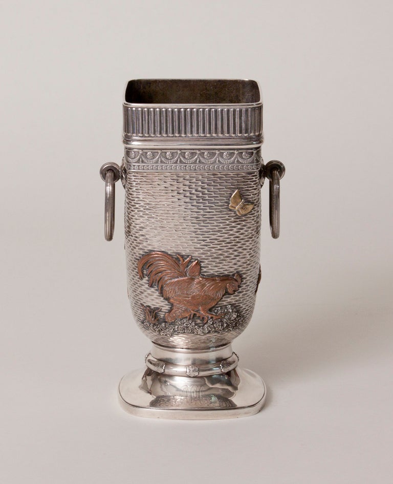 American Gorham Co. Silver Mixed Metal Vase