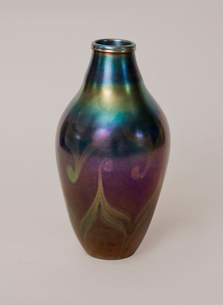 Tiffany Studios Favrile Glass Decorated Iridescent Vase