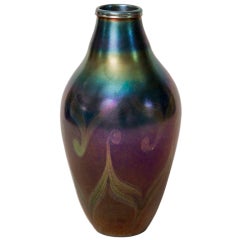 Tiffany Studios Favrile Glass Decorated Iridescent Vase