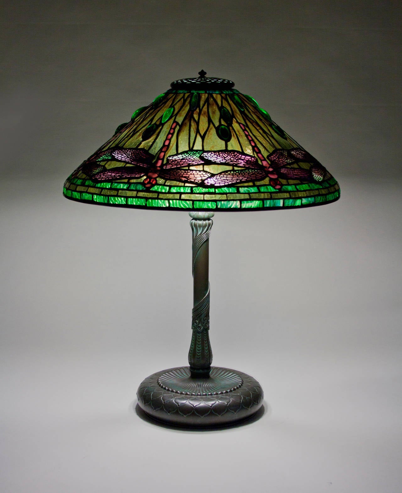 American Tiffany Studios Dragonfly Table Lamp For Sale