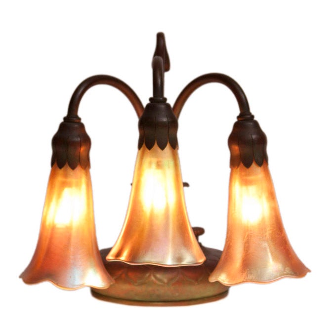 Tiffany Studios  3-Light Lily Piano Lamp