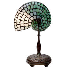 Tiffany Studios Leaded Glass Nautilus Desk Lamp