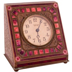 Antique Tiffany Studios Enameled Desk Clock