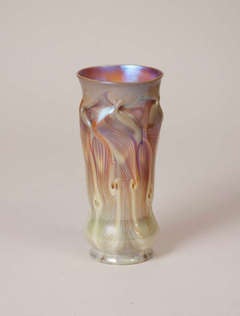 Tiffany Studios Favrile Glass Early Vase with Pulled Decoration