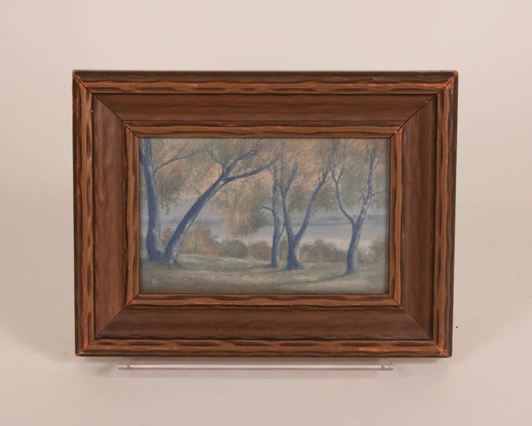 An ceramic plaque by Ed Diers for Rookwood Pottery in the scenic vellum glaze titled 