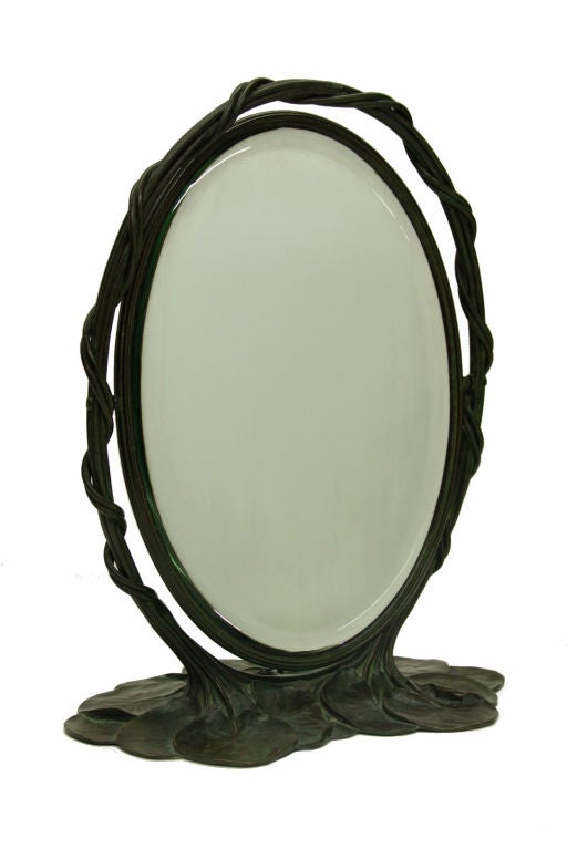 20th Century Rare Tiffany Studios Lily Pad Mirror For Sale