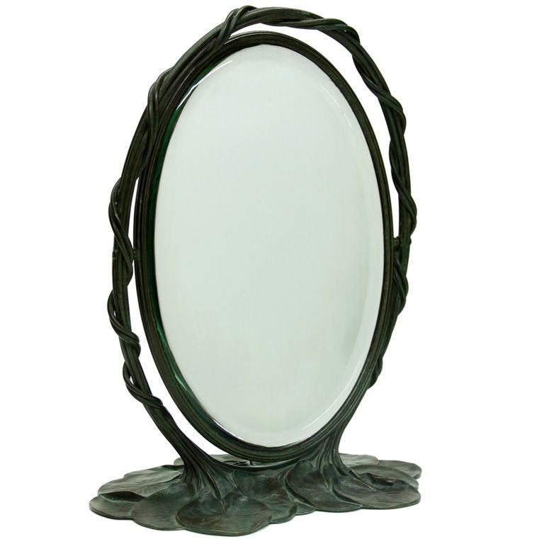 Rare Tiffany Studios Lily Pad Mirror For Sale