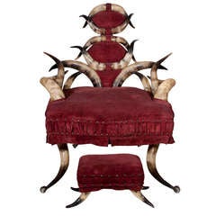 Victorian Horn Armchair and Ottoman