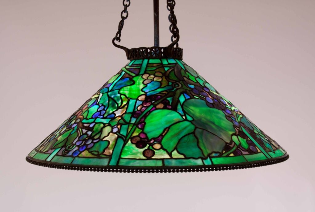 American Rare Tiffany Studios Grape Chandelier For Sale