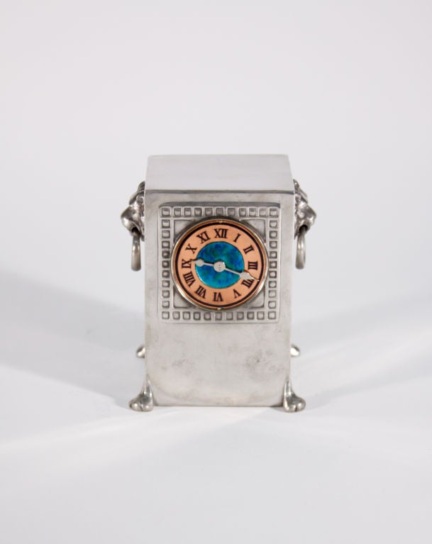 Liberty and Co. tudric clock with enamel face