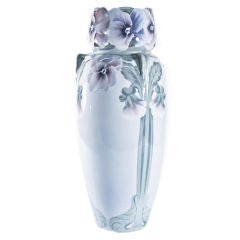 Rorstrand Monumental Vase Modeled with Pansies