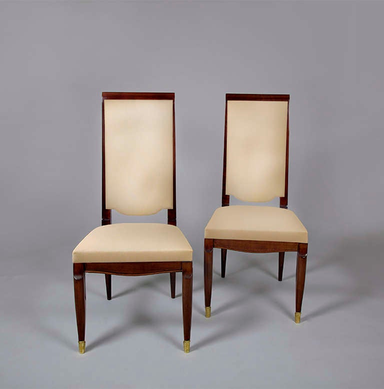 French A set of six Art Deco dining chairs by Maurice Jallot