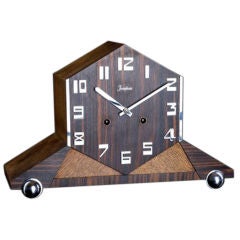 An Art Deco Mantel Clock in Macassar