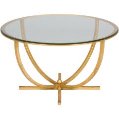 A Forged Iron and Gilt Coffee Table attributed to Andre Arbus