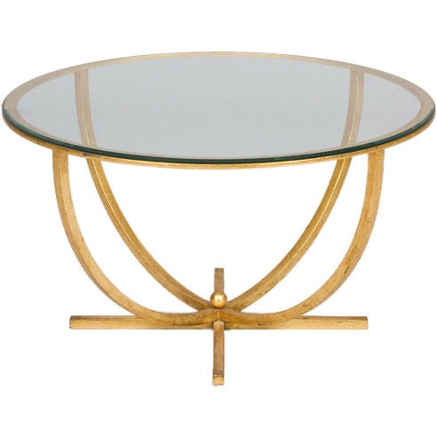 A Forged Iron and Gilt Coffee Table attributed to Andre Arbus