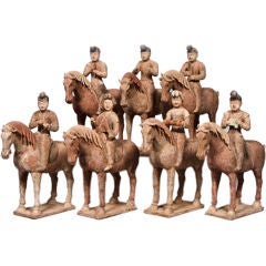 An Outstanding Set of Tang Dynasty Seven Equestrian Figures