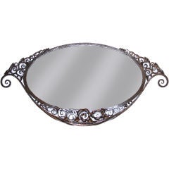 Art Deco Forged-Iron Oval Mirror