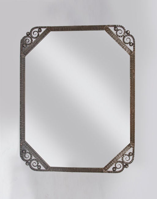 A Petite Forged-Iron Art Deco Mirror