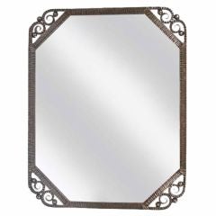 A Petite Forged-Iron Art Deco Mirror