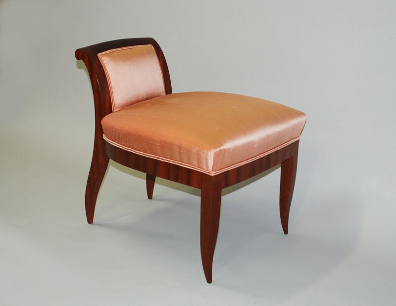 Art Deco style ladies vanity chair in solid mahogany.

Lead time required.
 