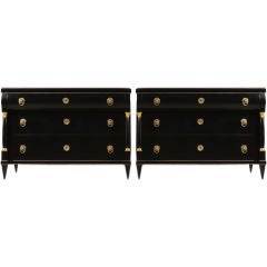 Pair of Biedermeier Style Ebonized Commodes by ILIAD Design