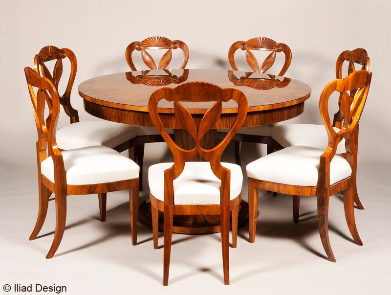Biedermeier Inspired Pedestal Dining Table by ILIAD Design For Sale 2
