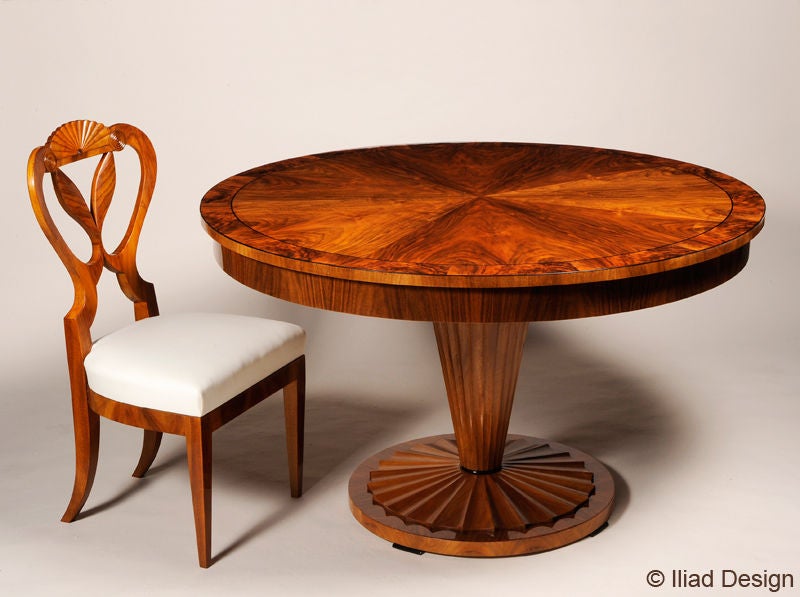 Biedermeier Inspired Pedestal Dining Table by ILIAD Design For Sale 3