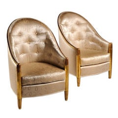 A Carved and Gilt Pair of Bergeres by DIM (Joubert et Petit