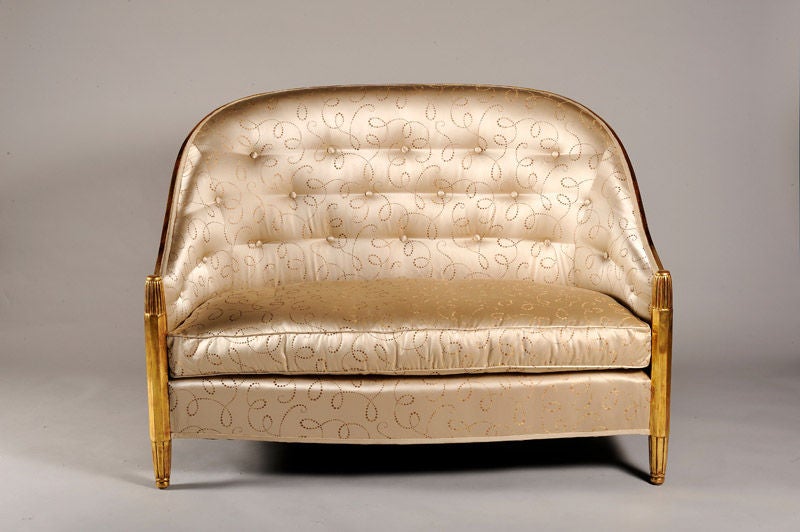 French Art Deco Carved and Gilt Settee by DIM Joubert et Petit