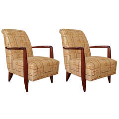 Art Deco Club Chairs Attributed to Alfred Porteneuve 10