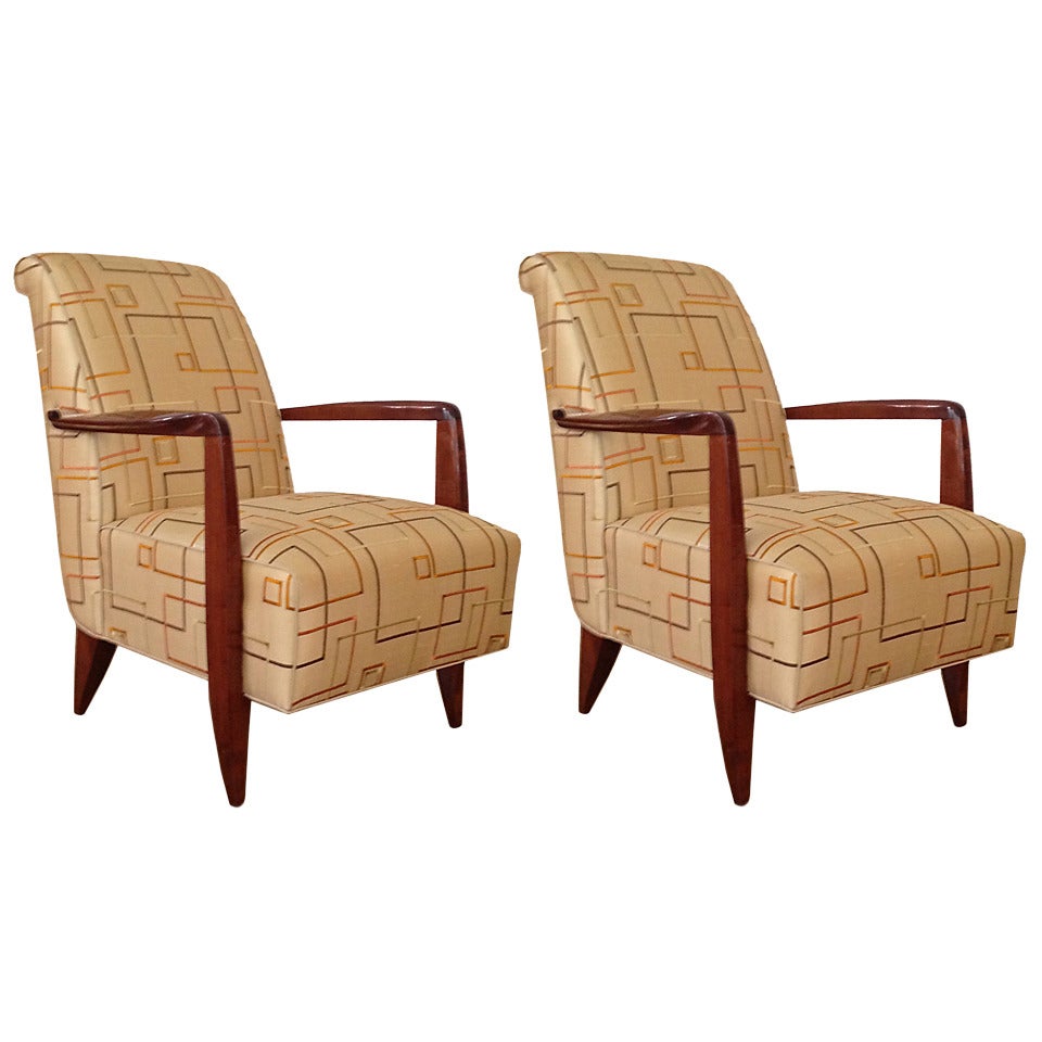 Art Deco Club Chairs Attributed to Alfred Porteneuve For Sale
