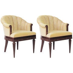 Pair of Original Iliad Design Scallop-Back Armchairs