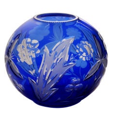 An Art Deco Vase with cut and etched glass