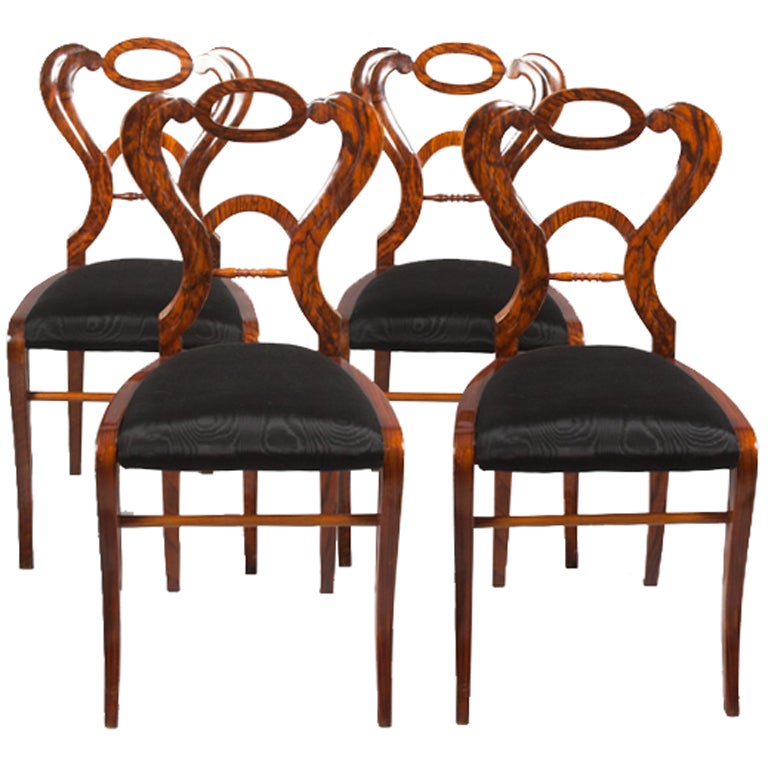 Biedermeier Walnut Side Chairs For Sale