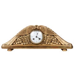 Carved and Gilt Art Deco Mantle Clock by Paul Follot