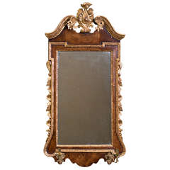 George II Period Walnut and Giltwood Mirror