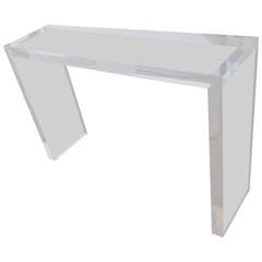 Thick Lucite Console Table by Carmichael