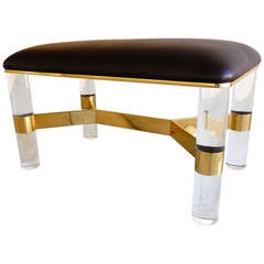 Tailored Karl Springer Lucite and Brass Bench, circa 1980