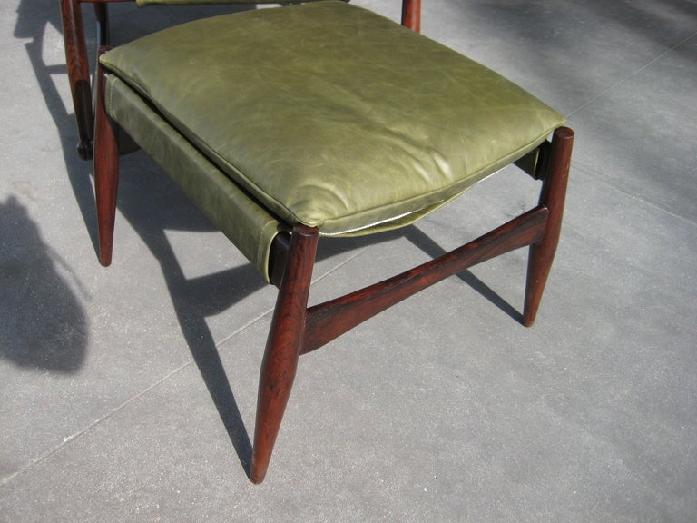 A Fine Brazilian Rosewood Rocking Chair and Ottoman. Circa 1960s 4