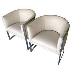 Used A Pair of Barrel Chairs Attributed to Milo Baughman
