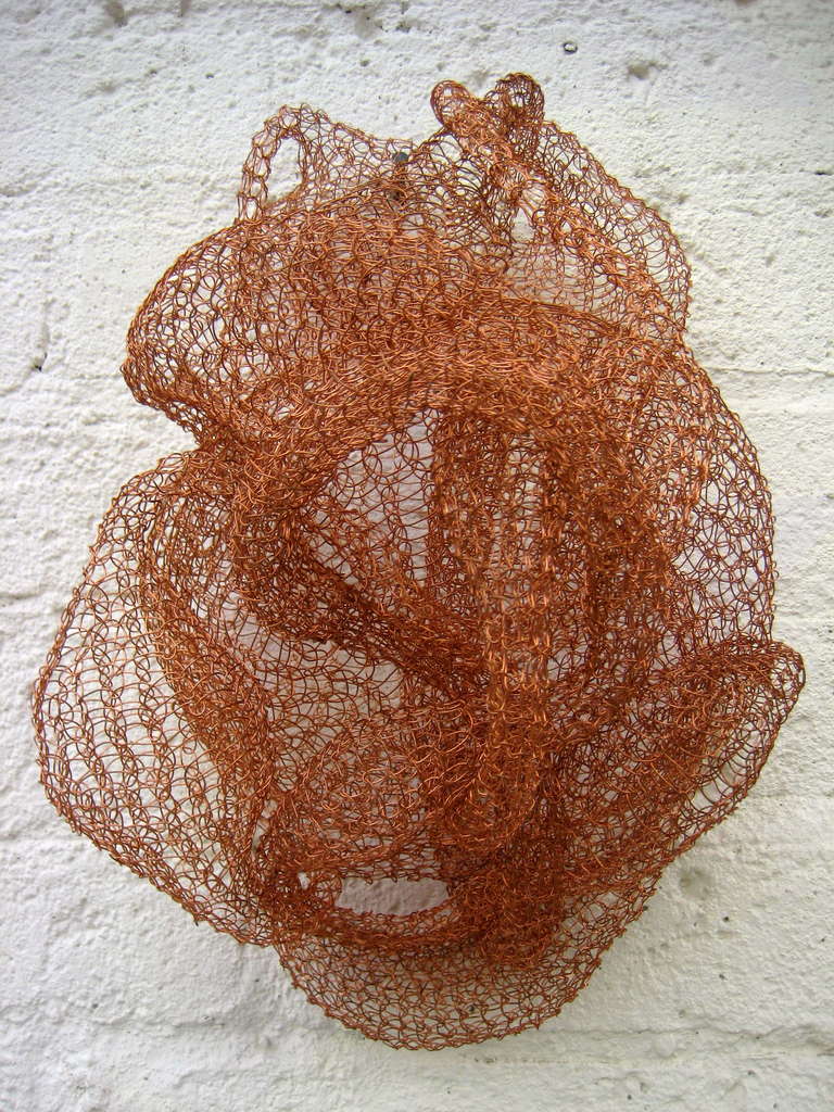 American A Lovely Loop Woven Copper Sculpture By D'lisa Creager 2013