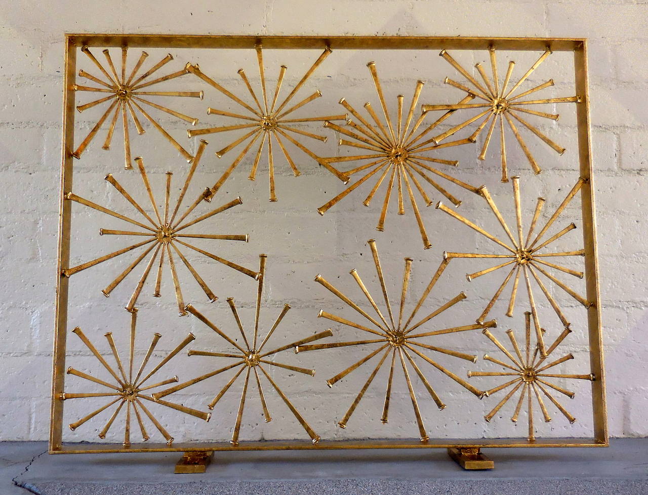 Mid-Century Modern Star Studded Fire Screen by American Artist Del Williams