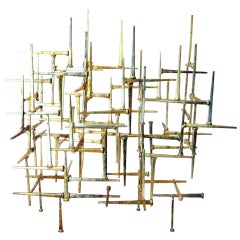 Gilded Abstract Steel Sculpture by American Artist Del Williams Gilded Abstract Steel Sculpture by American Artist Del Williams
