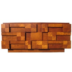 A Nine Drawer Cubist Chest of Drawers by Lane Furniture C.1970's