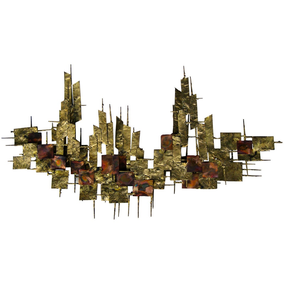 A 1960's Gilded Steel And Copper Wall Sculpture Attributable To Peter Pepper Products