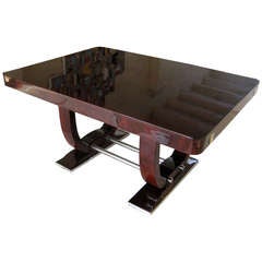 An Art Moderne Library Table in Macassar Ebony with Nickel Plated Trim C.1930's