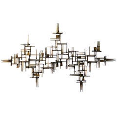 A Powerfully Composed Braised and Gilded William Bowie Wall Sculpture circa 1960s