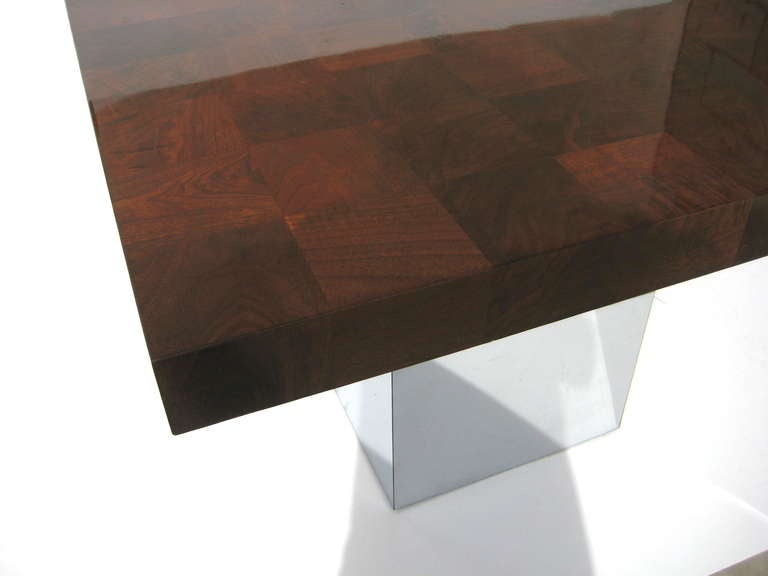 American A 1970's Milo Baughman For Thayer Coggin Patchwork Burled Walnut Dining/games Table
