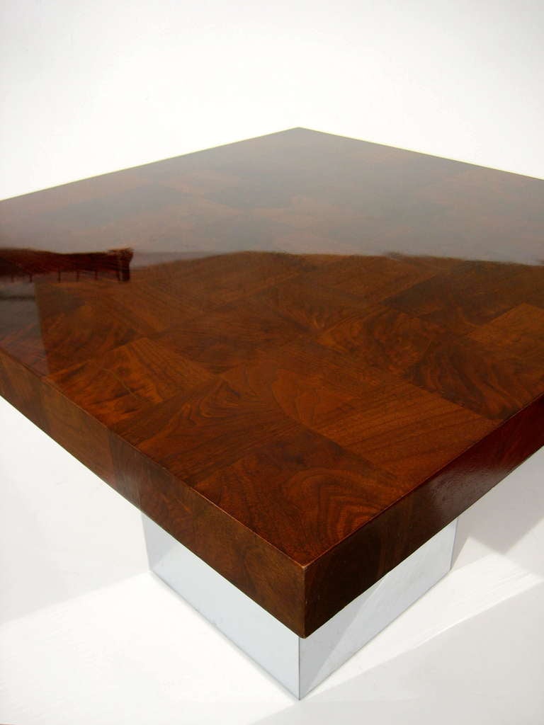 A 1970's Milo Baughman For Thayer Coggin Patchwork Burled Walnut Dining/games Table 3