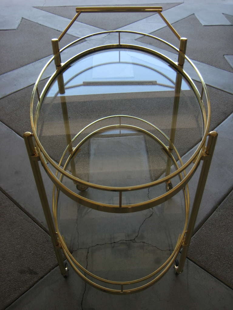 A Maxwell-Phillips Solid Brass Oval Serving Cart 1